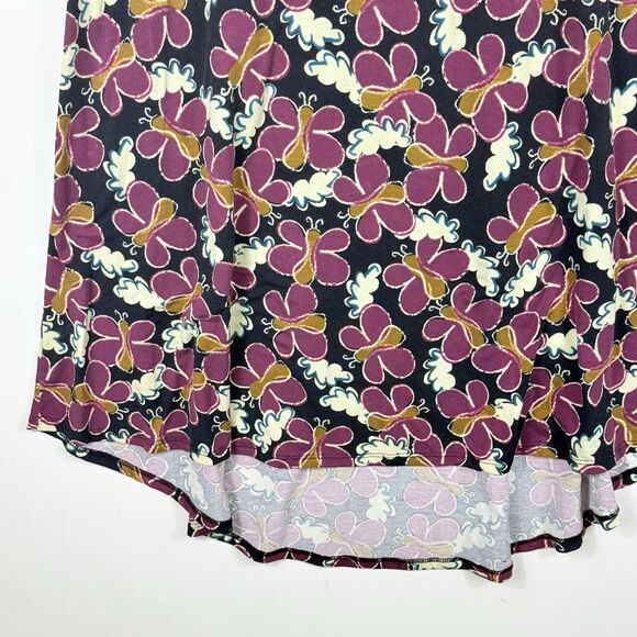 Lularoe Womens Large Purple Butterfly Short Sleeve Hi Low Midi Pullover Dress - Picture 3 of 6